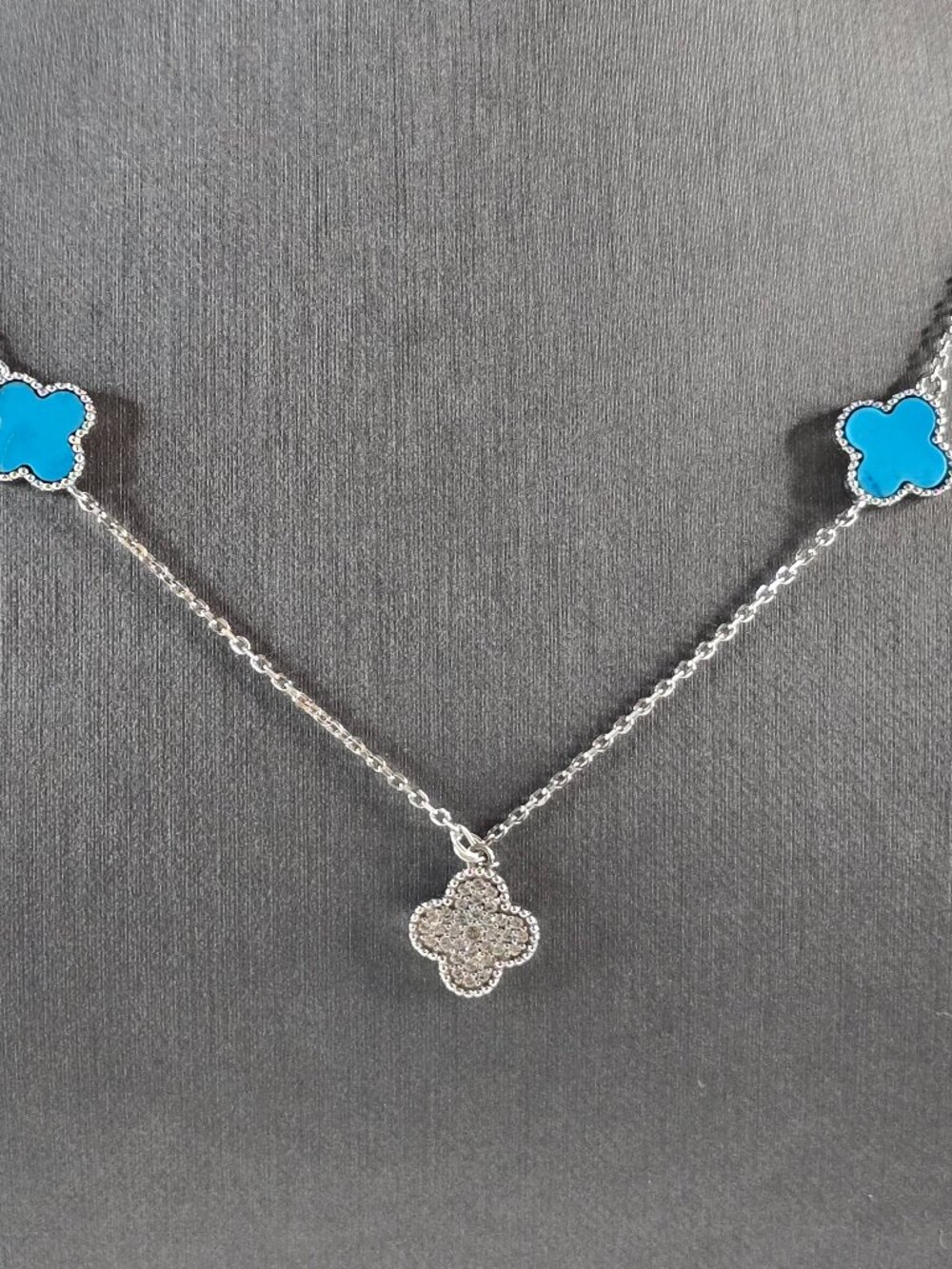 Womens Sterling Silver 4 Leaf Clover Necklace 8.8g E3250